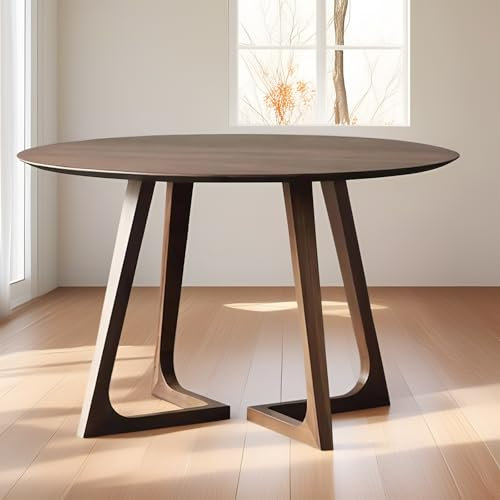 ELZEM Runde Holzstühle Walnuss-Tisch für 2-4 Personen kleine Esstisch mittelalterliche Moderne Kaffee-Wohnzimmer Einfache Installation Speicherplatz sparen(35.4in*29.5in)