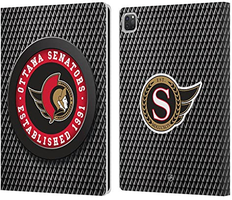 Head Case Designs Licenza Ufficiale NHL Tessuto a Disco Ottawa Senators Custodia Portafoglio in Pelle Compatibile con Apple iPad PRO 12.9 2020/2021/2022