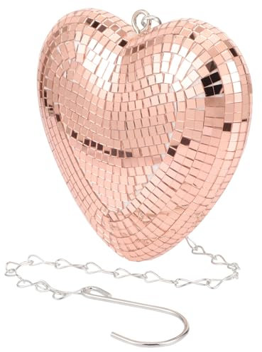 VINTORKY Herzförmige Discokugel Glasdekoration Mit Sicherer Aufhängekette Für Party Und Wohnraum Kompakte Disco Spiegelkugel Als Partydeko Für Weihnachten Und Feier