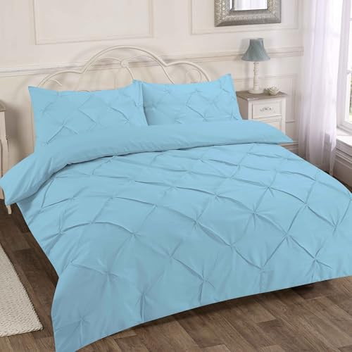 Home Sweet Home UK Pintuck King Size Duvet Cover Sets Soft PolyCotton Duvet Cover Sets Kingsize With Button Closure Non-Iron Easy Care Bedding With Matching Pillowcase