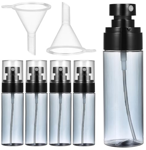 5 Pz 60 ml Flacone Spray Vuoto, Spruzzino Nebulizzatore Acqua, Bottiglie Spray da Viaggio Vuoto Plastica, Piccoli Flaconi Sprays Atomizzatore Vuoti per Pulizia Profumo Oli Cosmetici, con 3 imbuti