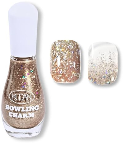 Glitter Nail Polish,Diamond Sparkly Gold Nail Polish,Flash Shinny Gold Nail Varnish for Women,Shimmer Nail Varnish Quick Dry&Long Lasting,Holographic Nail Paint Sequins Nail Art No Need Cure