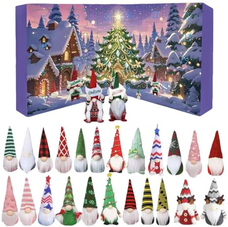 Wichtel Adventskalender 2025, 24 Stück Weihnachtsdeko Innen Wichtelfigur Weihnachtskalender, Plüsch Weihnachtsfiguren Countdown Kalender, Weihnachtswichtel Spielzeug für Kinder Babys (A)