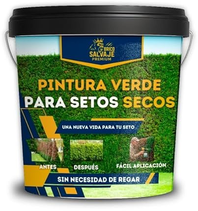 BRICOSALVAJE Pintura Verde para Setos y Cercas | Revitalizador ecológico al agua sin disolventes | Cubre zonas secas al instante | Resistente al sol y lluvia | Aplicación con pulverizador (4 Litros)