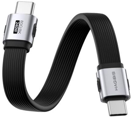 Hagibis USB4 Kabel 240W 80Gbps 8K USB-C Gerade 10cm | USB4 Kabel mit 240W PD, 80Gbps und 8K60Hz für Thunderbolt 5/4, iPhone, iPad, MacBook und USB-C Geräte.