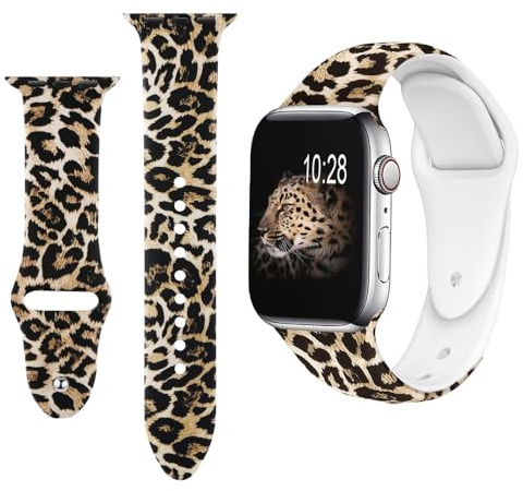 Sport Armband Kompatibel Mit Apple Watch Armband 42mm 44mm 46mm 49mm,Silikon Bunte Gedruckte Leopard Muster Armband,Leopard Sport Armband,Für Iwatch Series 11 10 9 8 7 6 5 4 3 2 1 Se Ultra