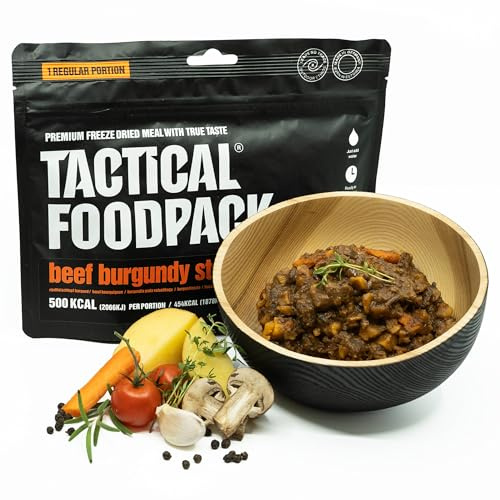 Tactical Foodpack Burgunder Rindfleischeintopf 110g - Gefriergetrocknete Mahlzeiten I zum Verzehr bereit I MRE I Survival I Outdoor Nahrung I Trekking Nahrung I Expedition I Büro