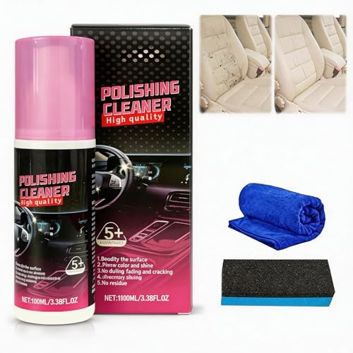 Interior Car Cleaner 2026 New, Polishing Interior Car Cleaner, Car Interiors Cleaner Set, Multi-Purpose Stain Remover & Polish, Interior All Purpose Cars Cleaner for Rubber,Leather