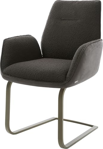 DELIFE Schwingstuhl Zoa-Flex Freischwinger flach Effektfinish Titan Materialmix Schwarz Taschenfederkern