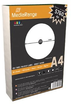 500 (5x 100) MediaRange CD DVD BD-R Etiketten 250 Blatt 118 x 15
