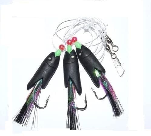 5 Packs Of Black Hokki Max Cod Rigs To 6/0 Hooks and 2 Marauder Snap Swivels