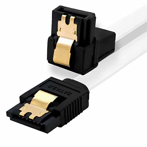 BIGtec 0,3m SATA Kabel S-ATA III Datenkabel Anschlusskabel weiß Winkel HDD SSD 6GBit/s Stecker L-Type/L-Type 90° 30cm vergoldet gerade/gewinkelt serial ATA Verriegelung SATA-3