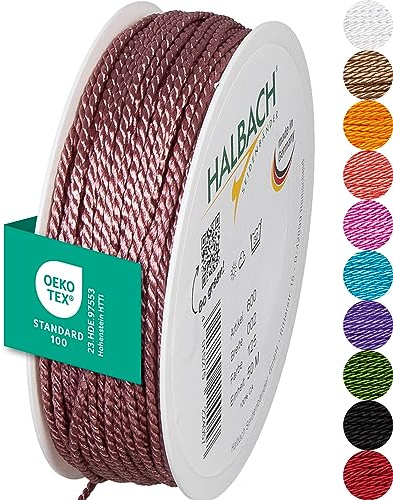 Halbach Satinkordel, 2 mm x 50 m, Dunkelpink | Glänzende Acetat-Kordel, Made in Germany und Öko-Tex 100 zertifiziert, waschbar und wetterfest, ideal für Indoor und Outdoor