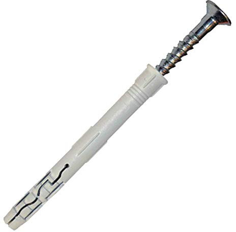 100 Stück PROFI Nageldübel 8 x 60 mm Nylon Schlagdübel Einschlagdübel Dübel vormontiert Senkkopf mit Schraubnagel