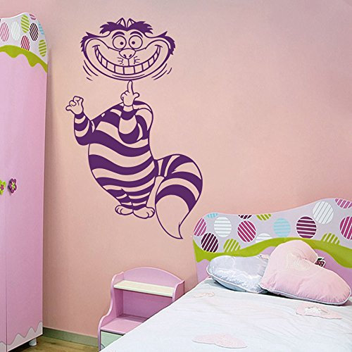 Vinyl Wandtattoo Alice im Wunderland Buch Cheshire Cat Cheshire-Katze Edamer-Katze Grinsekatze Innendekor Kunst Wandaufkleber Wandsticker Wanddekoration für Spielzimmer Babyzimmer Kinderzimmer A377