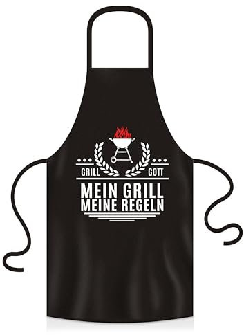 YORA Grillschürze für Männer lustig - Vatertagsgeschenk - Bin am Grillen - Kochschürze Inkl. personalisierbarer Urkunde - lustige Geschenke zum Vatertag (Mein Grill, meine Regeln)