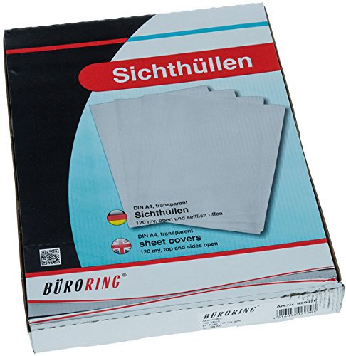 Büroring Aktenhüllen, glatt, transparent, Sichtmappe 120 my
