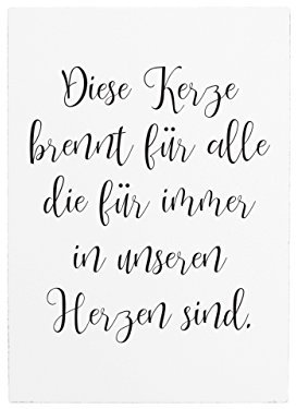 Interluxe WANDTAFEL Holzschild DIE Kerze BRENNT FÜR ALLE Beerdigung Fest Familie Hochzeit