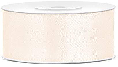 DaLoKu Satinband 6/12/25/38/50/100mm x 25m Geschenkband Schleifenband, Größe: 25mm x 25m, Farbe: helles Creme