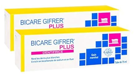 Gifrer Bicare Plus Zahnpasta 2x75ml, Creme, Geschmacklos, für Erwachsene, Tägliche Zahnreinigung