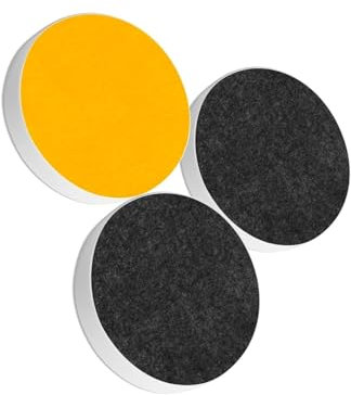 platino24 Akustikpaneele 3 Elemente Colore Kreis Ø 40 cm Sonnengelb + Anthrazit I Schallabsorber aus Basotect G+ mit Akustikfilz I Schalldämmung Wand & Decke I Akustikelemente Wandpaneel