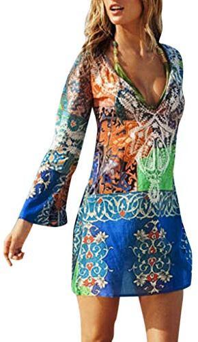 Lazzboy Frauen Beachwear Bademode Bikini Beach Vertuschen Damen Kleid Strand Cover Ups Strandabdeckung Kaftans Badeanzug Bluse Strandkleid Sommerkleid