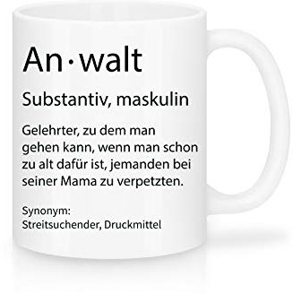 Shirtinator Beruf Definition Anwalt Geschenk Tasse mit Spruch, Arbeit Kollegen Gag Job witzig Teetasse