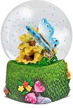 Water Globe - Mariposa de Deluxebase. Bola de Nieve de Mariposa con Figura de Resina y Base Moldeada. Genial como decoración hogar, Adorno o Regalo. (Diseño seleccionado al Azar de 2 Colores)