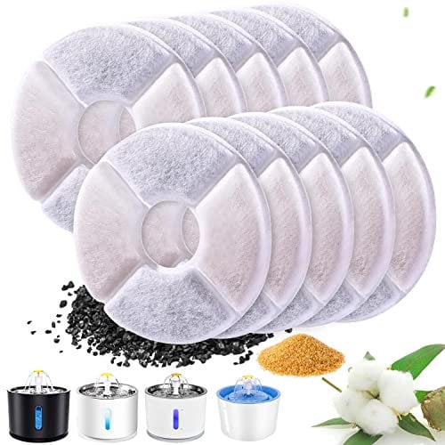 Filtre Fontaine Eau Chat, RBAYSALE 10PCS Filtres de Fontaine à Eau Remplacement Round Rechange Filtre de Chien/Chat, de Fontaine d'animal Familier avec Charbon Actif