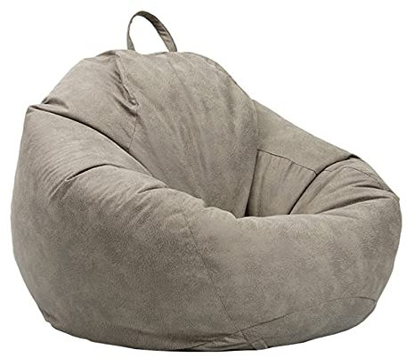 LDIW Sitzsack Hülle ohne Füllung, aus Öko-Leder Wasserdicht Sitzsack Außenbezug mit Reißverschluss Spielzeug Aufbewharungstasche,Grau,100 * 120cm