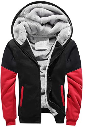 NNGOTD Herren SWEA lacke mit Fell Softshell Herren Jacke Slim Jacke Herren schwarz XL Sweatjacke Herren Wolle Herren Steppjacke Herbst Pullover Herren ohne Kapuze mit Aufdruck