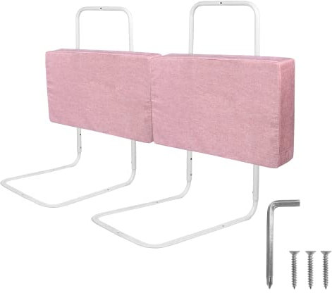 Froadp 100cm Rausfallschutz Beistellbett Leinen Kindersoftpack Bettgitter Tragbare Bettschutzgitter Höhenverstellbar Kinderbettgitter Baby Schutzgeländer Bettkantenschutz für Kinderbett (Kirschrosa)