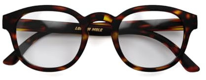 LONDON MOLE Brillen | Monalux Lesebrille | Quadratische Gläser | Coole Leser | Designer-Brille | Herren/Damen-Lesebrille | Unisex | Federscharniere | Mattbraunes Schildpatt | Vergrößerung +1,0