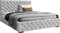 WFL GROUP Samtstoff Polsterbett Doppelbett 140x200 160x200 180x200 cm Bettgestell Mit Bettkasten Lattenrost und Gestepptes Kopfteil - Hydrophobe Stoff - Chesterfield-Stil - Hell Grau - 140 x 200 cm