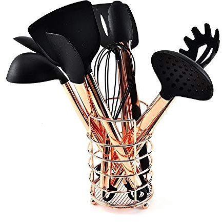 Utensilios de cocina Rose Golden Acero inoxidable Cuchara de silicona Cucharón de sopa Espátula Turner Juego de utensilios de cocina