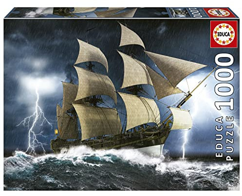 Educa - Puzzle 1000 Teile für Erwachsene | Segelschiff im Sturm, 1000 Teile Puzzle für Erwachsene und Kinder ab 14 Jahren, Seefahrt, Meer, Ozean (19556)