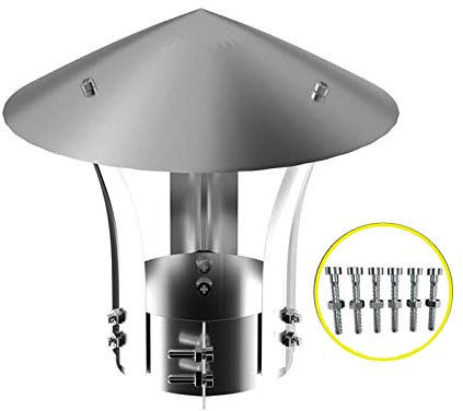 Schornsteinabdeckung,Schornsteinhaube Edelstahl für Kamine,Schornsteinhaube Edelstahl für Kamine,Regenhut Verzinkt für Ofenrohr,Regenhaube,Kaminhaube,Kaminhut,Kaminabdeckung,d9cm*25cm/3.54in*9.84in