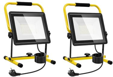 Projecteur LED Chantier 100W,10000LM Projecteur LED avec Prise Câble de 3 m,6500K Blanc Froid Spot LED Extérieur,Etanche IP66 Projecteur Extérieur,Eclairage de Travail pour Garage, Atelier
