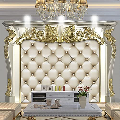 Benutzerdefinierte 3D-Tapete im europäischen Stil, goldenes Muster, weiche Tasche, Fototapete, Schlafzimmer, Wohnzimmer, TV-Hintergrund, Luxus, 430 x 300 cm