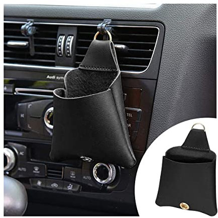 JNNJ Auto Vent Leder Aufbewahrungsbox und Aufbewahrungstasche für Stift, Handy, Schlüssel, Münze, Brille (Schwarz)