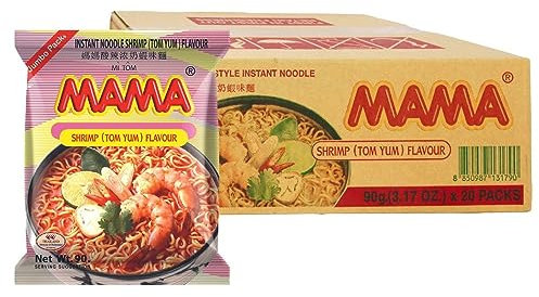 MAMA Instant Nudel Garnelen Tom Yum 20er pack (20 X 90 GR) Enthalten Kostenlose CNMART-Essstäbchen