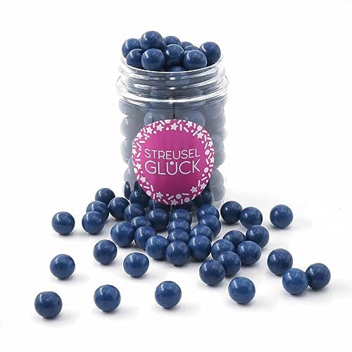STREUSEL GLÜCK Streusel Tortendeko Schokokugeln blau dunkelblau 90g - Zuckerstreusel Weihnachten Kuchendeko Geburtstag Schokoperlen - Sprinkles Deko Plätzchen Torte Kuchen Cupcakes - essbare Streudeko