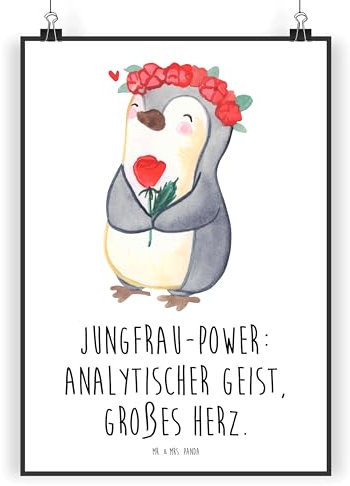 Mr. & Mrs. Panda DIN A5 Poster Jungfrau Astrologie - Geschenk, Raumdekoration, Horoskop, Kunstdruck, Sternzeichen, Küchenposter