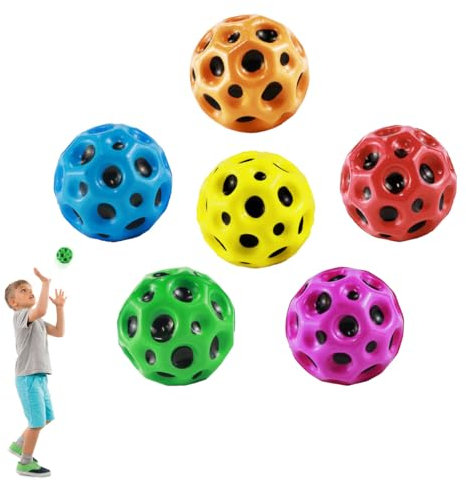 Ortviai 6 Stück Jump Ball, 66mm Moon Ball, Hohe Sprünge Gummiball Space Ball Moonball, Catcher Sport Training Ball Astro Jump Ball, Bouncy Balls for Kids Party Gift 7cm, Space Theme Bouncy Balls