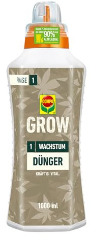 COMPO GROW Wachstum Dünger für Spezialkulturen - Dünger für Indoor & Outdoor - Spezialdünger für die Wachstumsphase - mineralisch - 1l, grün