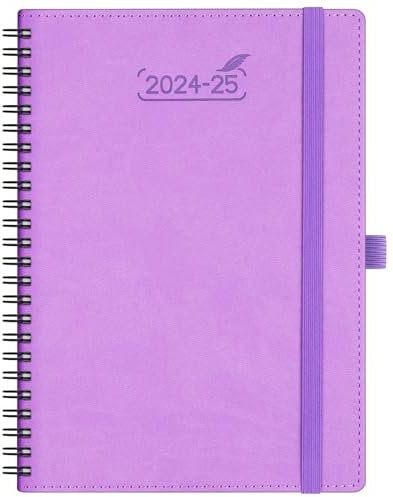 BEZEND 18-Monate Kalender 2024 2025 Terminplaner A5 Ringbuch PU-Leder Softcover [Lavendel] Wochenkalender 1 Woche 2 Seiten Juli 24-Dez 25| Buchkalender mit Stifthalter