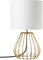 EDISHINE Bedside Lamp, Table Lamp with Metal Cage Base & Linen Lampshade, Modern Lamps for Living Room Bedroom, E14 Socket (Bulb Included), Teardrop Cage, Gold