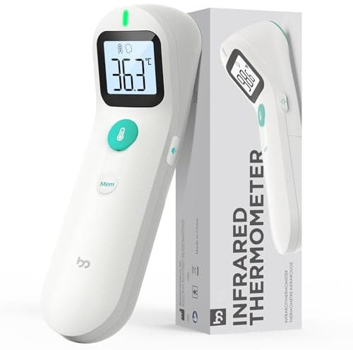 Femometer Family Termómetro para la fiebre sin contacto para bebés y adultos, termómetro digital de frente por infrarrojos con lectura instantánea, lectura precisa, alarma de fiebre (blanco)