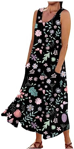 Kleid Damen Elegant Abendkleid Damen Lang Sommerkleid Damen Leicht Festliche Kleider Für Damen Ballkleider Blusenkleid Wickelkleid Abendkleider Elegant Für Hochzeit Kleid Damen Kleid(3-Black,5XL)