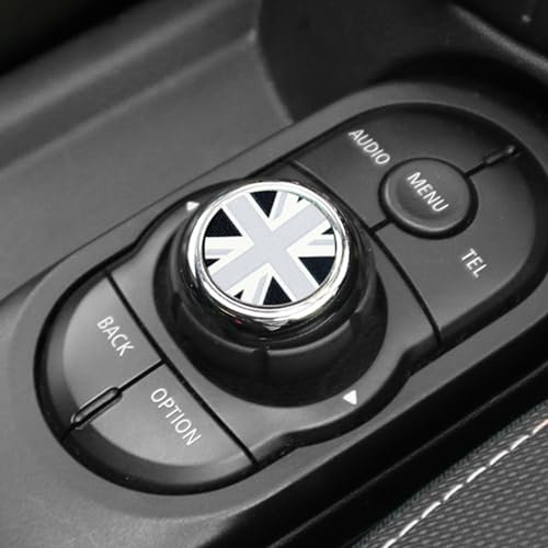FDAIUN 2Stück Leder Auto Aufkleber Multimedia Knopf Abdeckung Knopfabdeckung Trim Cover Abdeckung Kompatibel mit BMW mini F series F54 F55 F56 F57 F60 Interieur Zubehör (Grau Reis)